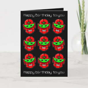 Robot Choral Society - Happy Birthday Song (black) Card