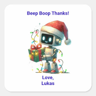 Robot Christmas Birthday Favor Sticker