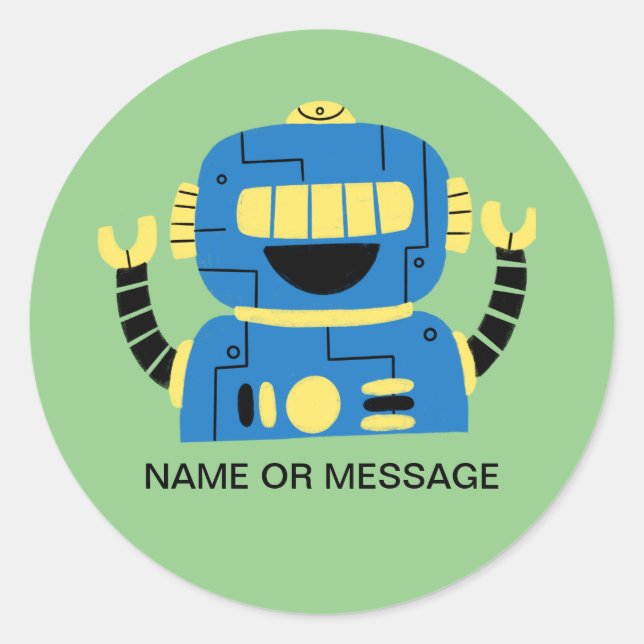 Robot Classic Round Sticker (Front)