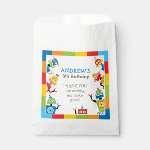 Robot Colourful Birthday Party Favour Sacks Bags