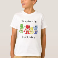 Robot colourful illustration birthday t-shirt