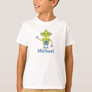 Robot Cool Name Blue Green Kids  T-Shirt