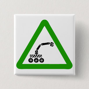Robot Crossing Warning Sign 15 Cm Square Badge