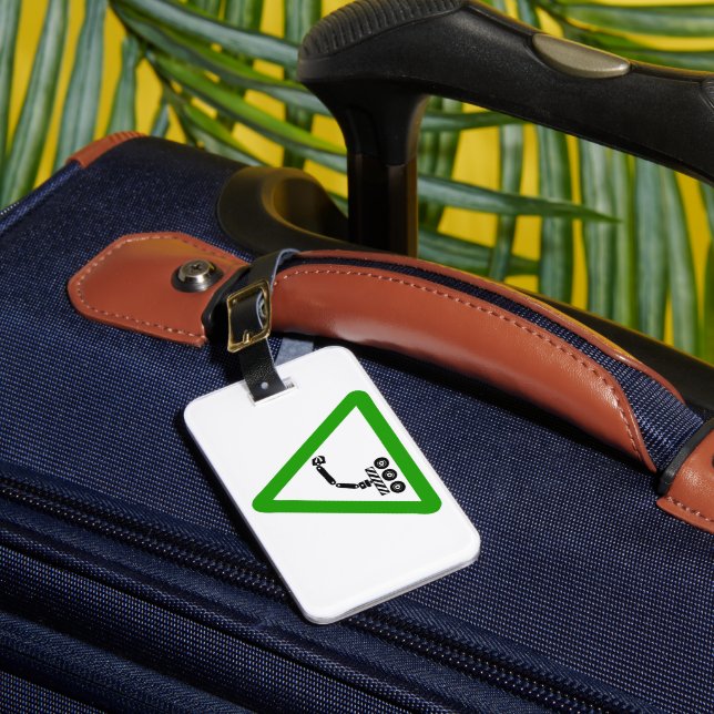 Robot Crossing Warning Sign Luggage Tag (Front Insitu 1)