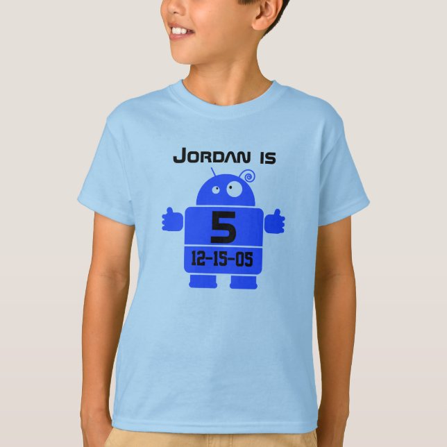 Robot Customisable 5th Birthday T-shirt (Front)