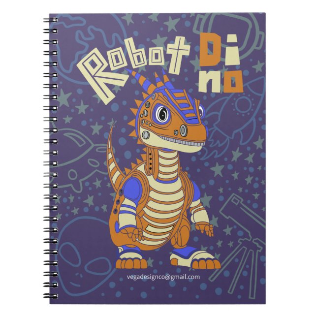 Robot Dino Spiral Notebook (Front)