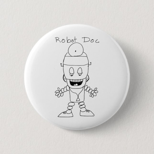 Robot Doctor 6 Cm Round Badge (Front)