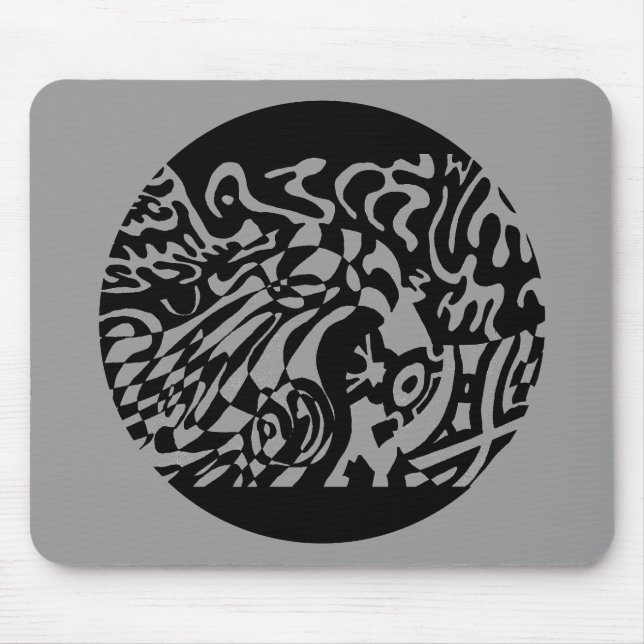 "Robot Dreams" B&W Abstract  Art Mouse Pad (Front)