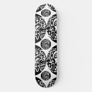 "Robot Dreams" B&W Abstract Art Skateboard