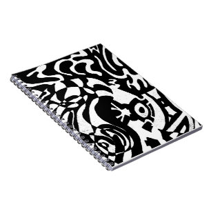 "Robot Dreams" B&W Abstract Art Spiral Notebook