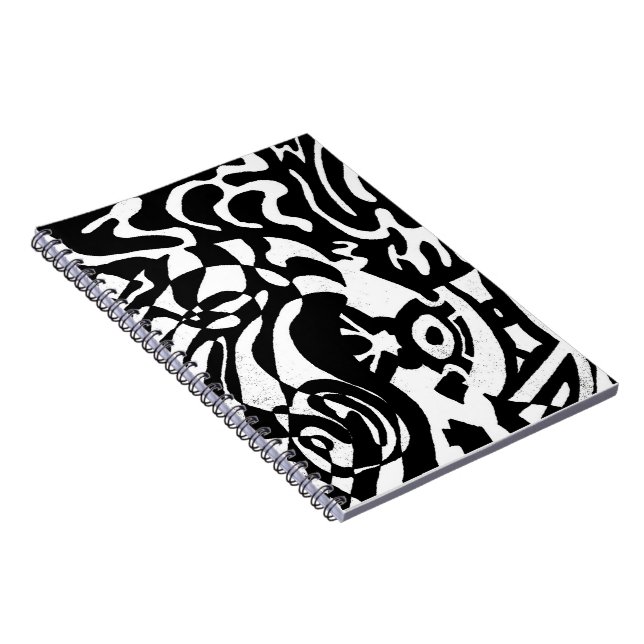 "Robot Dreams" B&W Abstract  Art Spiral Notebook (Right Side)