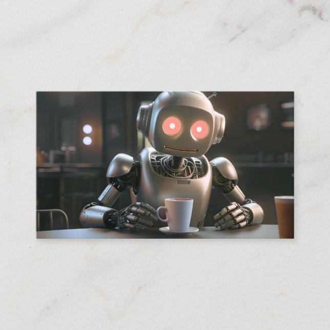 robot drinking coffee loyalty card (Front)