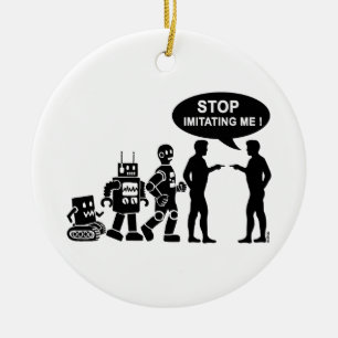Robot evolution ceramic tree decoration
