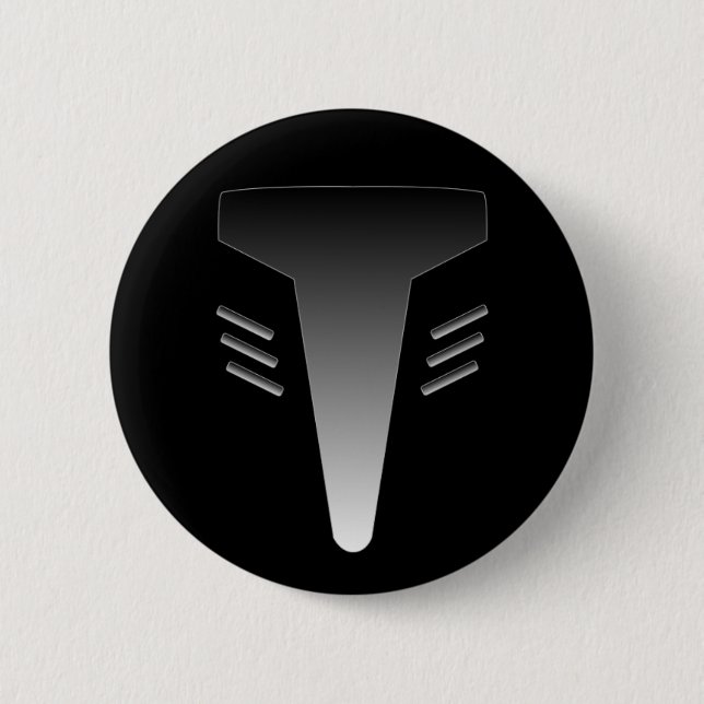 Robot Face 6 Cm Round Badge (Front)
