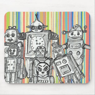 Robot Family 6 mouse pad