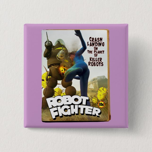 Robot Fighter Fake Pulp Cover 2 Button (Front)
