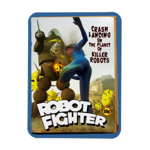 Robot Fighter Fake Pulp Cover 2 Magnet