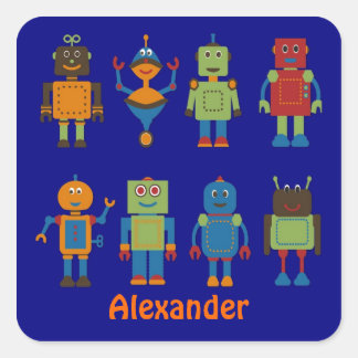 Robot Friends Child's Personalised Sticker
