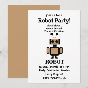 Robot Funny Tech Party Invitation