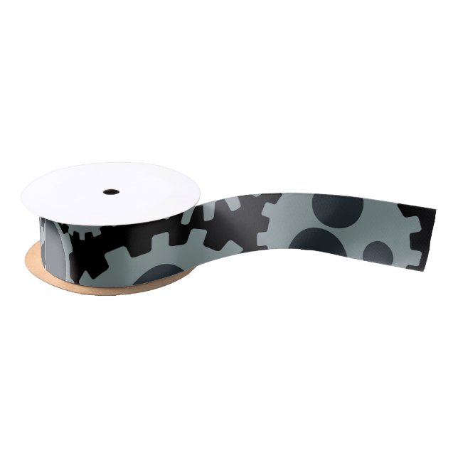 Robot Gears Pattern Satin Ribbon (Spool)