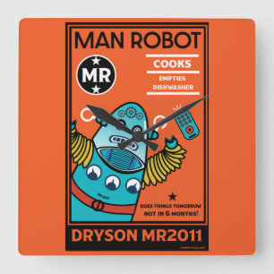 Robot Gifts For Anniversary Or Wedding Square Wall Clock