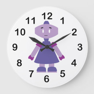 Robot girl cartoon large clock