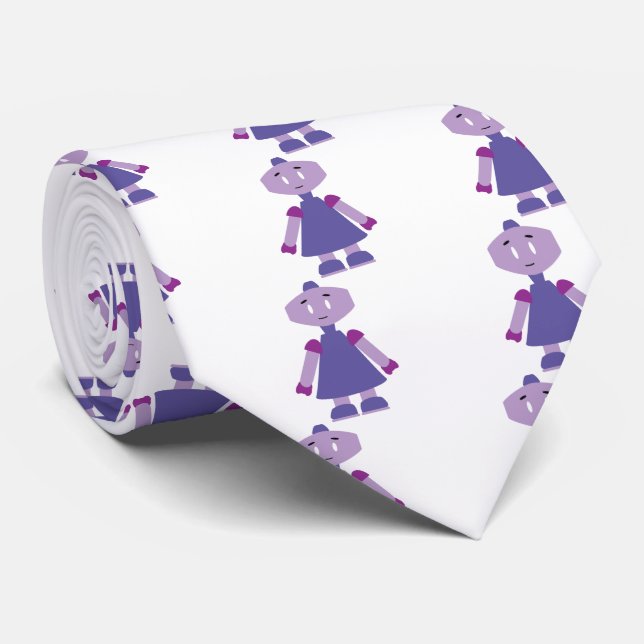 Robot girl cartoon tie (Rolled)