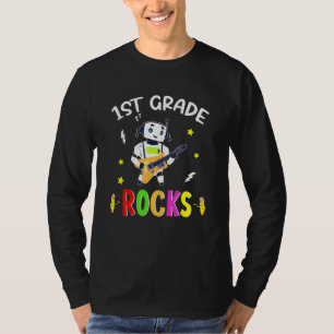 Robot Guitar First Grade Rocks Back To School Kids T-Shirt