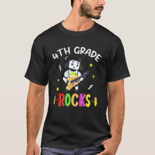 Robot Guitar Fourth Grade Rocks Back To School Kid T-Shirt