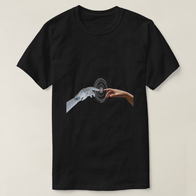 Robot hand with human hand T-Shirt (Design Front)