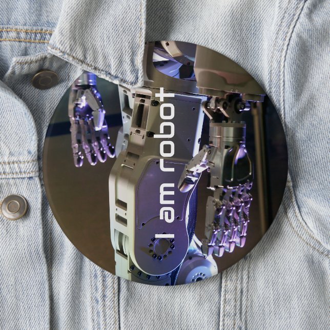 Robot hands  6 cm round badge (In Situ)