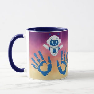 Robot Heart Hands on Sunset Gradient Mug