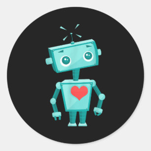 Robot Heart Valentine's Day For Kids Girls  Classic Round Sticker
