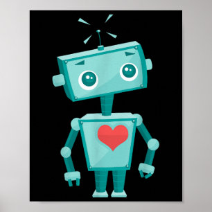 Robot Heart Valentines Day For Kids Girls Poster