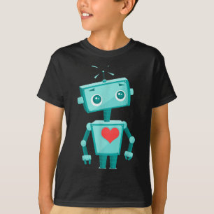 Robot Heart Valentine's Day For Kids Girls T-Shirt