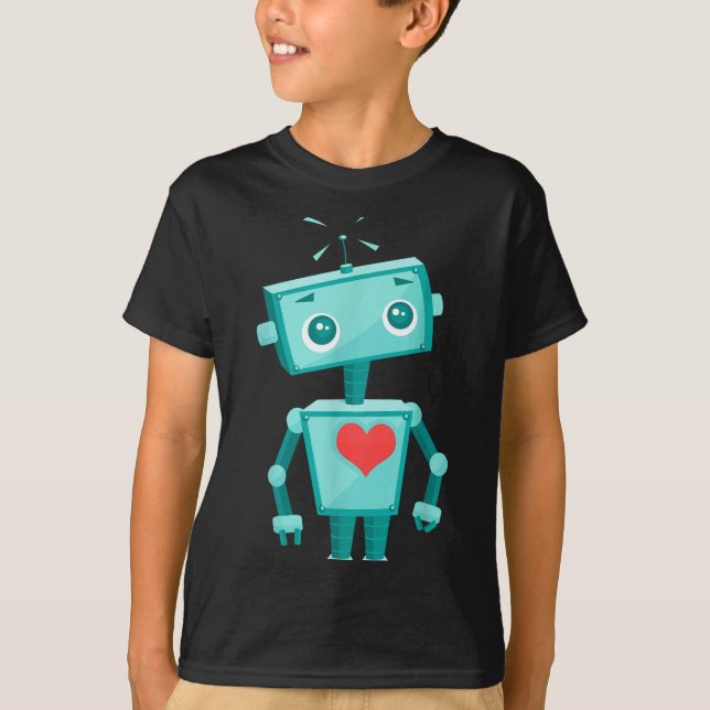 Robot Heart Valentine's Day For Kids Girls  T-Shirt (Front)