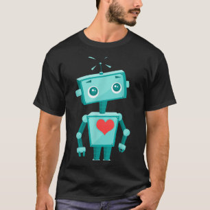 Robot Heart Valentine's Day For Kids Girls  T-Shirt