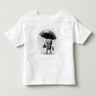Robot holding an umbrella in the rain toddler T-Shirt