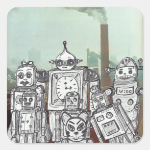 Robot Holiday 6 Square Sticker