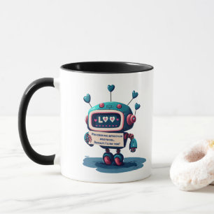 Robot I Like You Text, Hearts, Fun, Adorable Mug