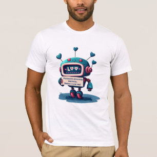 Robot I Like you Text, Hearts, Love, Fun T-Shirt