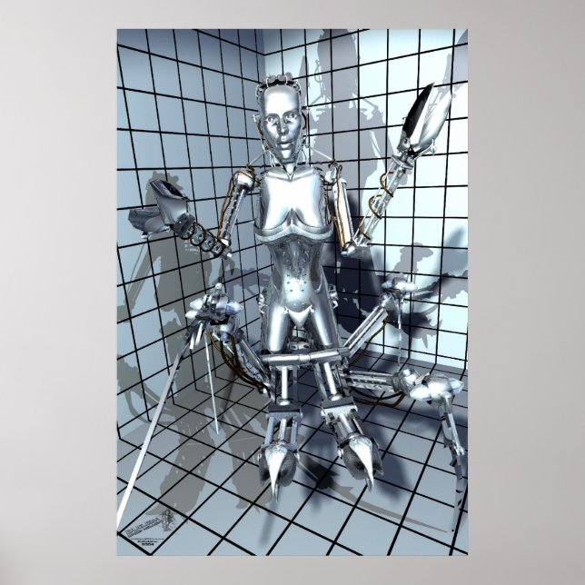 Robot in a Grid Room Poster (Front)
