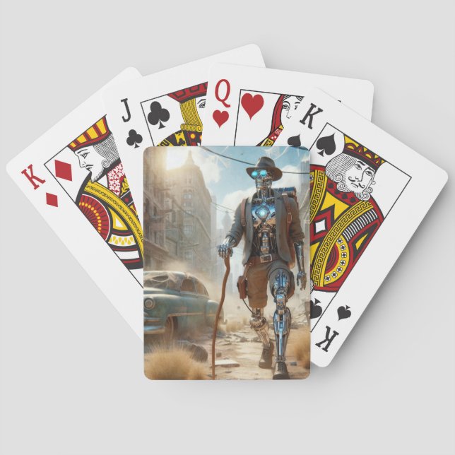 Robot in Ghost Town Playing Cards (Back)