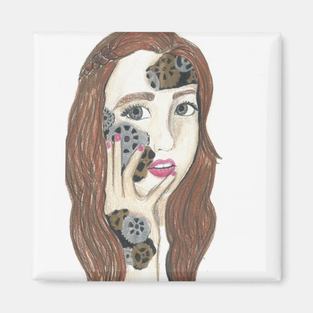 Robot Inside - 2 Inch Square Magnet (Front)