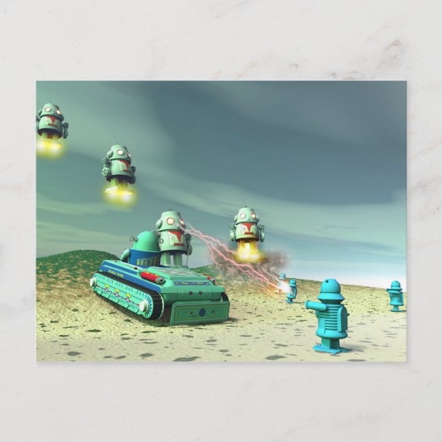 Robot Invasion From Above Postcard (Front)