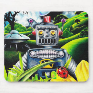 Robot Invasion - Science Fiction Artwork Mouse Pad