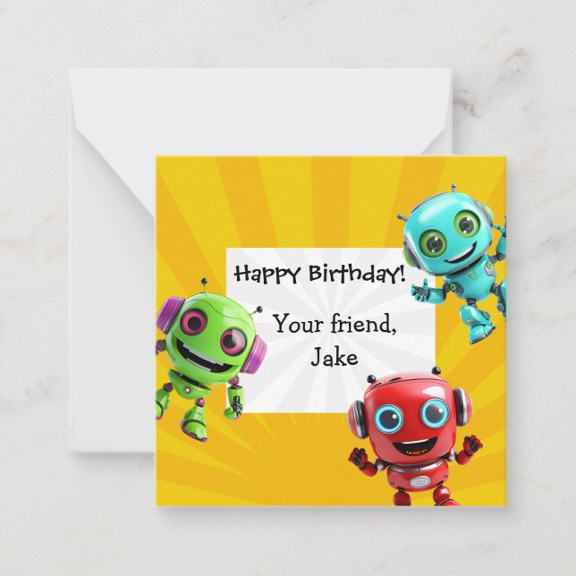 Robot Kids Gift Enclosure Card – Personalised  (Front)