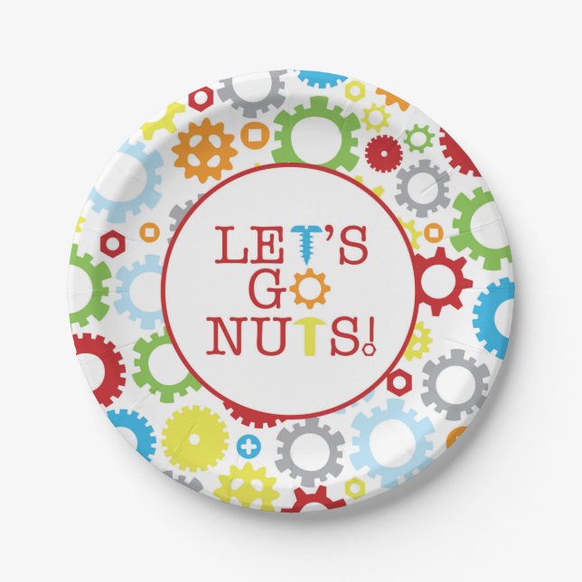 Robot Let's Go Nuts / Gears Paper Plates (Front)