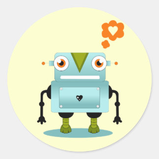 Robot Love Classic Round Sticker