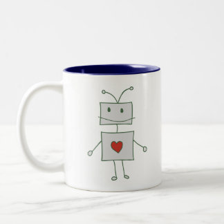 Robot loves tea. Two-Tone coffee mug